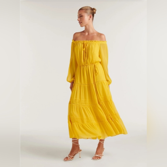 Ever New Dresses & Skirts - Ever New yellow off shoulder midi dress